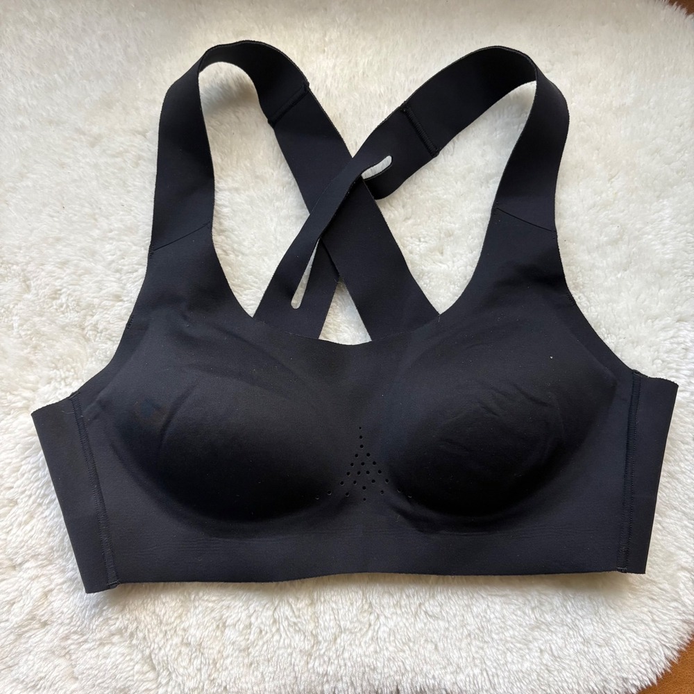 Brooks Dare Crossback Run Sports Bra Black High Impact Molded Cups Perforated